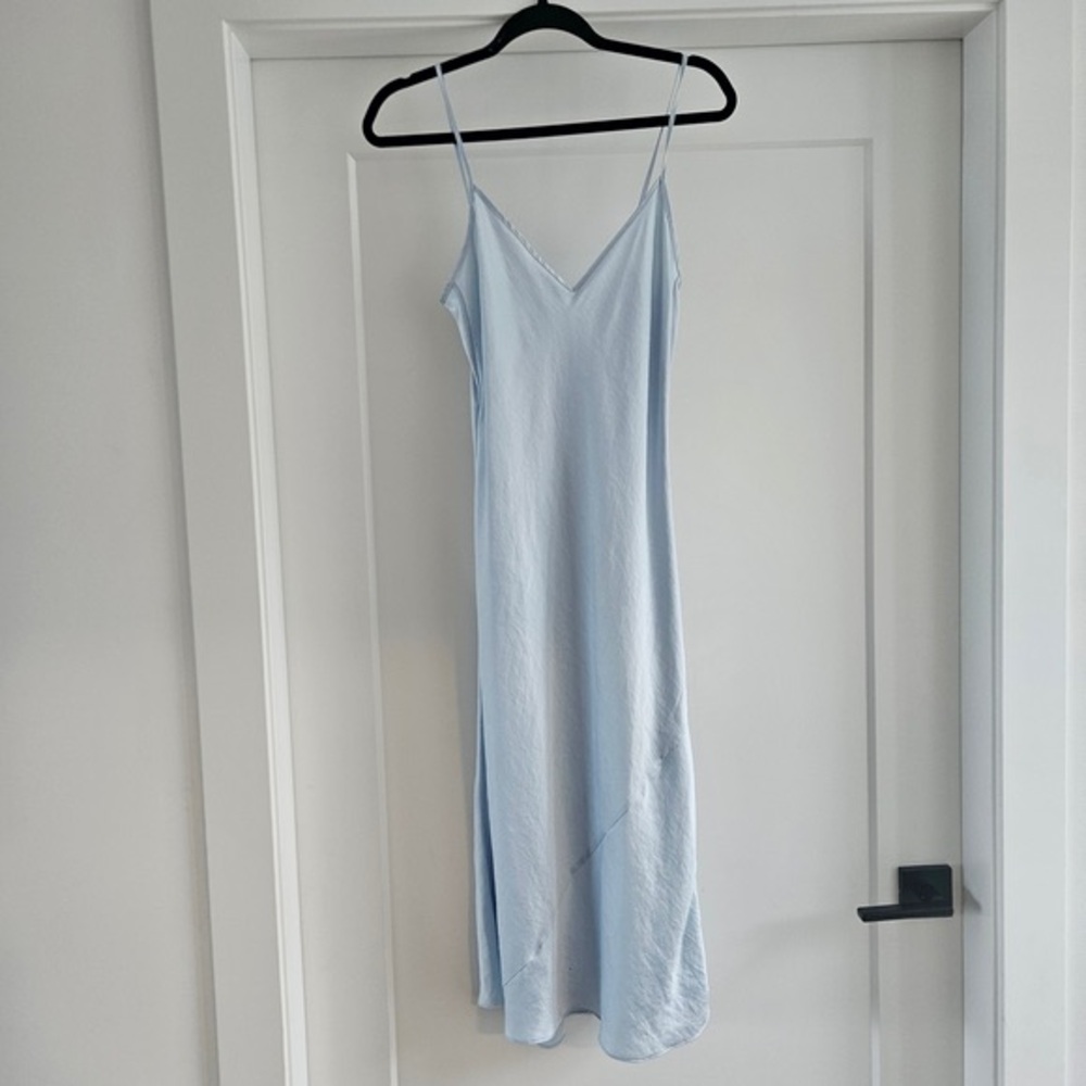 Wilfred Pale Blue Satin Slip Mini Dress